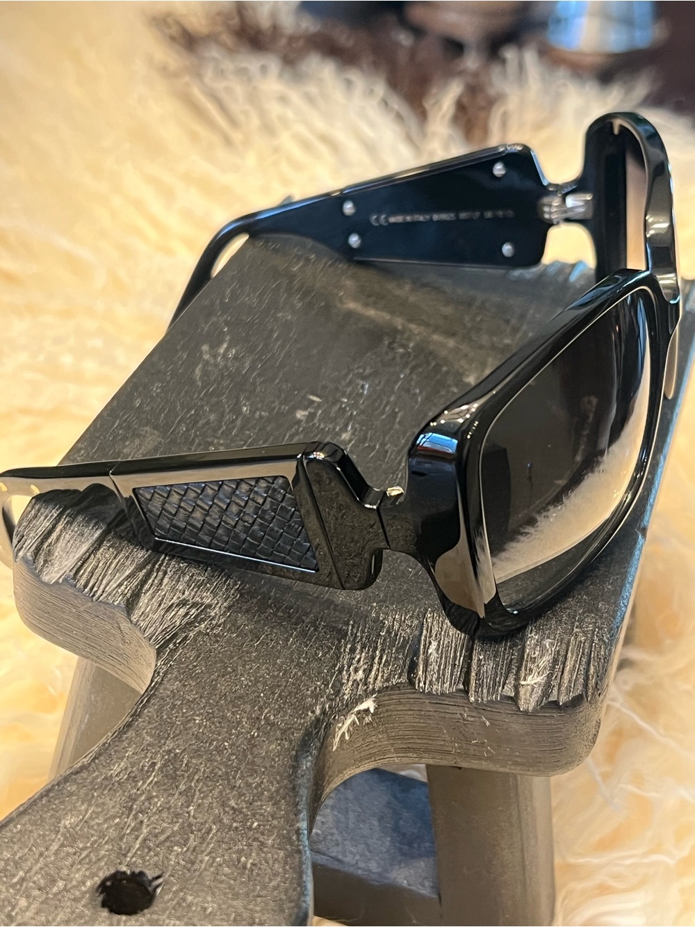 Bottega Veneta Black Intrecciato Leather Sunglasses Style BV90/S 807 New